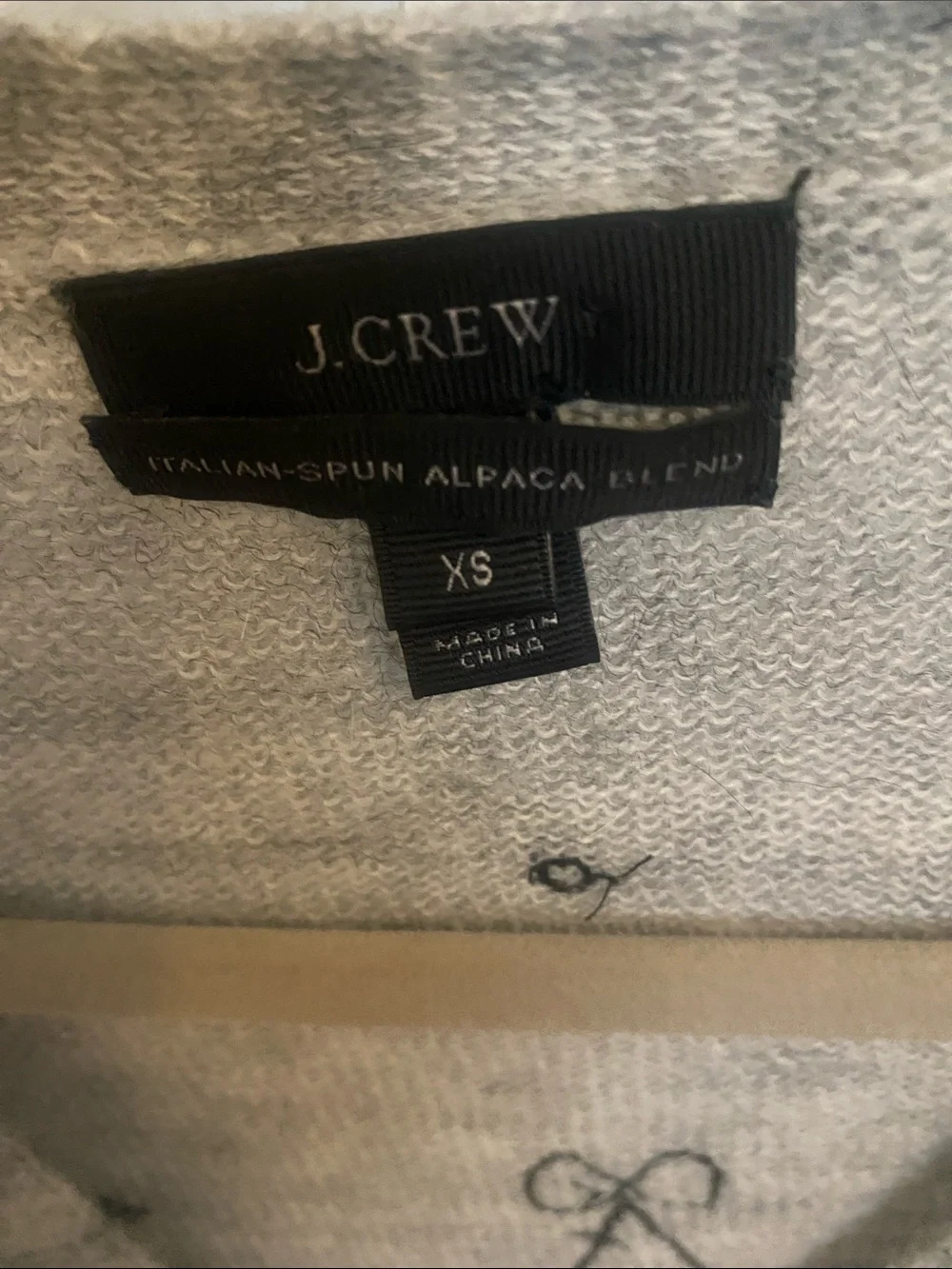 J. Crew Light Gray V-Neck Sequin Bow Cardigan